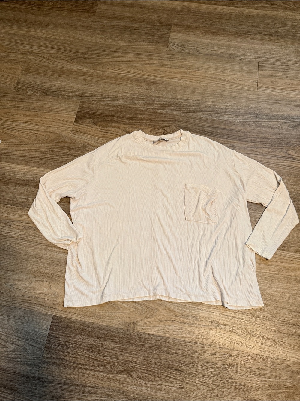 Zenana Outfitters Light Cream Long-Sleeve Pocket Tee